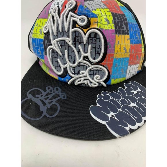 Disney Mickey Mouse Graffiti Hat Adult Hiphop Skateboard Cap Stretch Fit - Picture 4 of 6